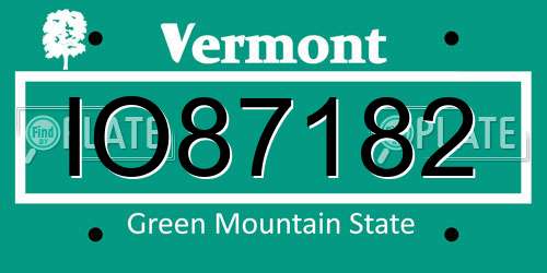 IO87182 Vermont License Plate