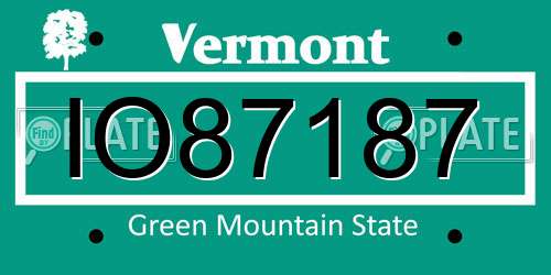 IO87187 Vermont License Plate