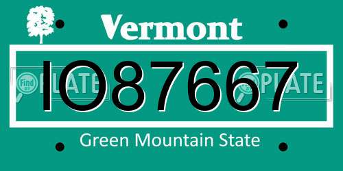 IO87667 Vermont License Plate