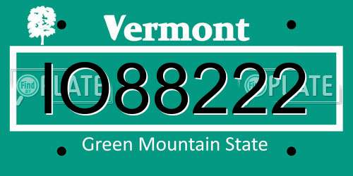 IO88222 Vermont License Plate