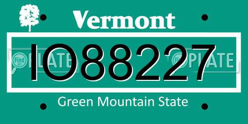 IO88227 Vermont License Plate