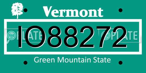 IO88272 Vermont License Plate