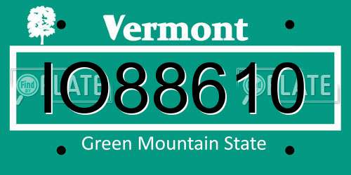 IO88610 Vermont License Plate