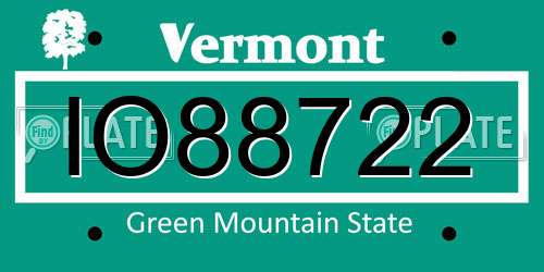 IO88722 Vermont License Plate
