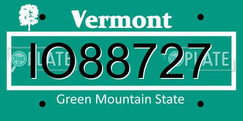 IO88727 Vermont License Plate
