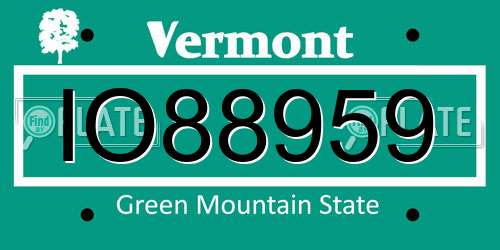 IO88959 Vermont License Plate