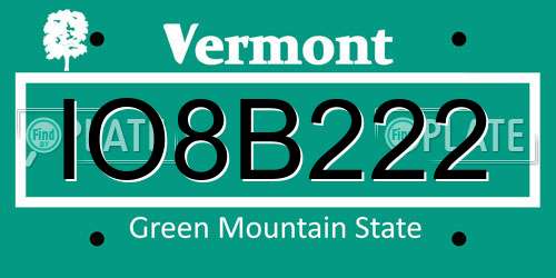 IO8B222 Vermont License Plate