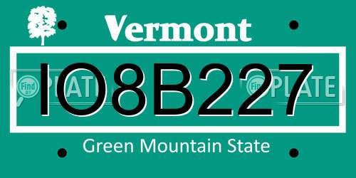 IO8B227 Vermont License Plate