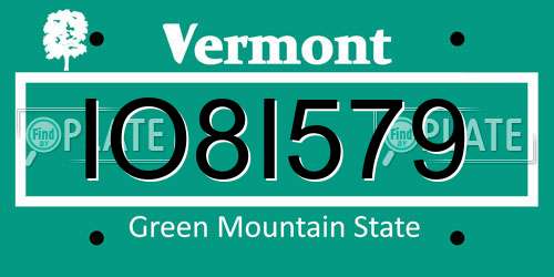 IO8I579 Vermont License Plate