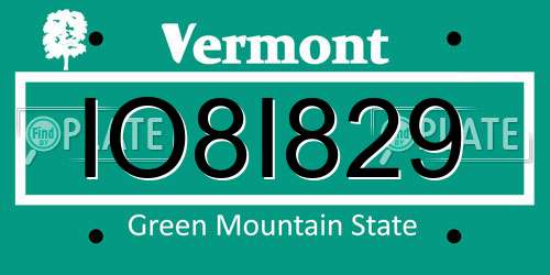 IO8I829 Vermont License Plate
