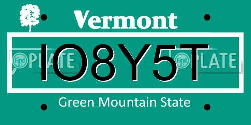 IO8Y5T Vermont License Plate