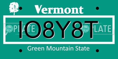 IO8Y8T Vermont License Plate