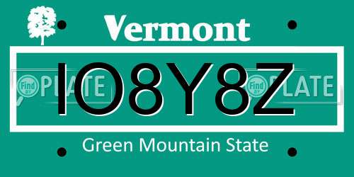 IO8Y8Z Vermont License Plate