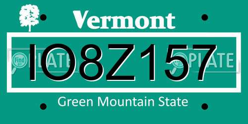 IO8Z157 Vermont License Plate