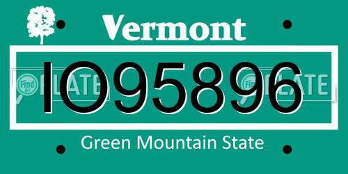 IO95896 Vermont License Plate