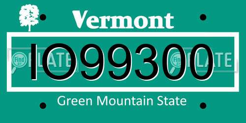 IO99300 Vermont License Plate