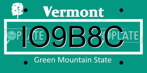 IO9B8C Vermont License Plate