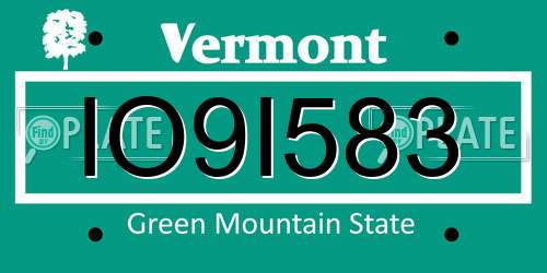 IO9I583 Vermont License Plate
