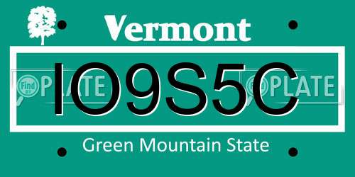 IO9S5C Vermont License Plate