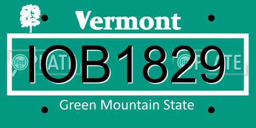 IOB1829 Vermont License Plate