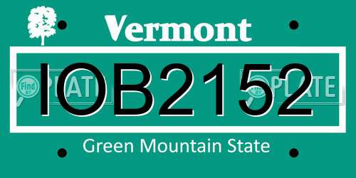 IOB2152 Vermont License Plate