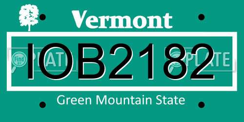 IOB2182 Vermont License Plate