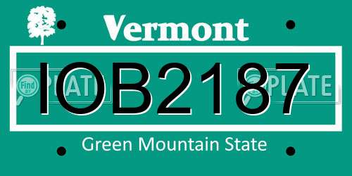 IOB2187 Vermont License Plate