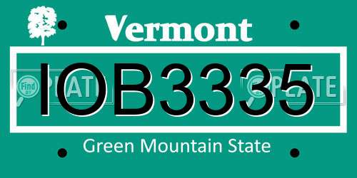 IOB3335 Vermont License Plate
