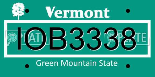 IOB3338 Vermont License Plate