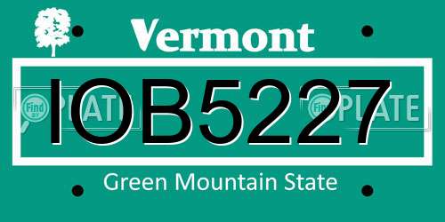 IOB5227 Vermont License Plate