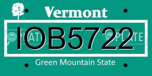 IOB5722 Vermont License Plate