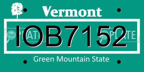 IOB7152 Vermont License Plate