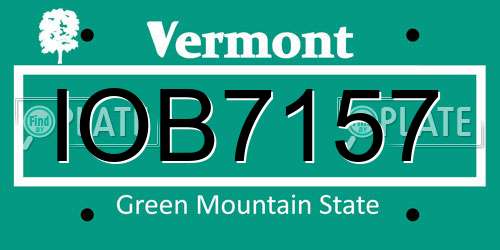 IOB7157 Vermont License Plate