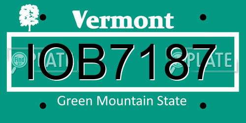 IOB7187 Vermont License Plate