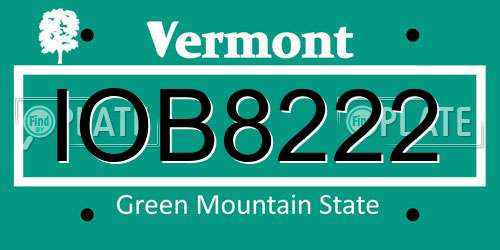 IOB8222 Vermont License Plate