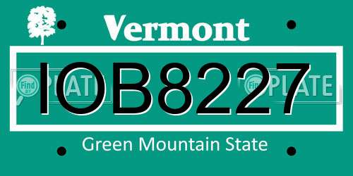 IOB8227 Vermont License Plate