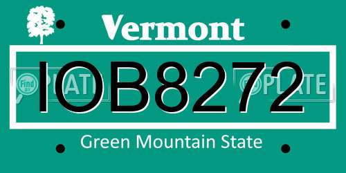 IOB8272 Vermont License Plate