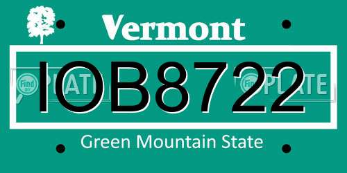 IOB8722 Vermont License Plate
