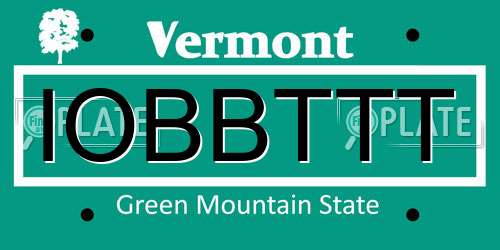 IOBBTTT Vermont License Plate
