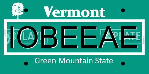 IOBEEAE Vermont License Plate