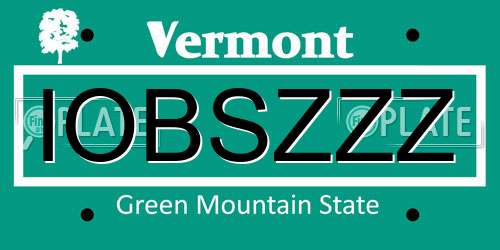IOBSZZZ Vermont License Plate