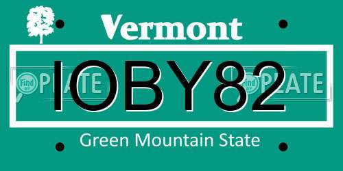 IOBY82 Vermont License Plate