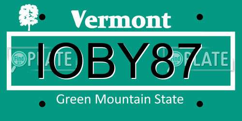 IOBY87 Vermont License Plate