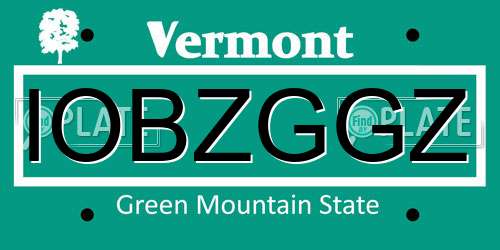 IOBZGGZ Vermont License Plate