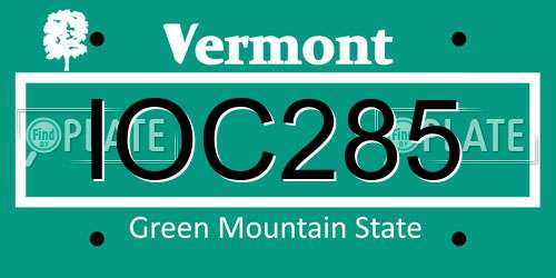 IOC285 Vermont License Plate