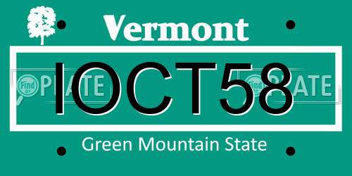 IOCT58 Vermont License Plate