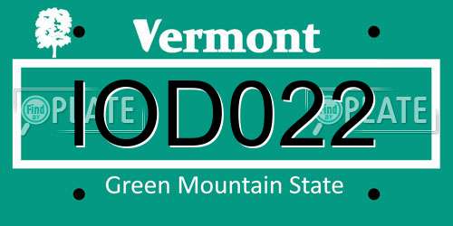 IOD022 Vermont License Plate