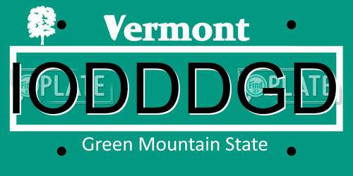 IODDDGD Vermont License Plate
