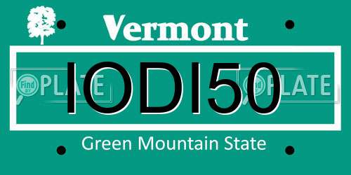 IODI50 Vermont License Plate