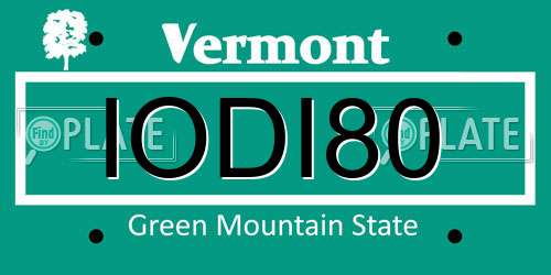 IODI80 Vermont License Plate